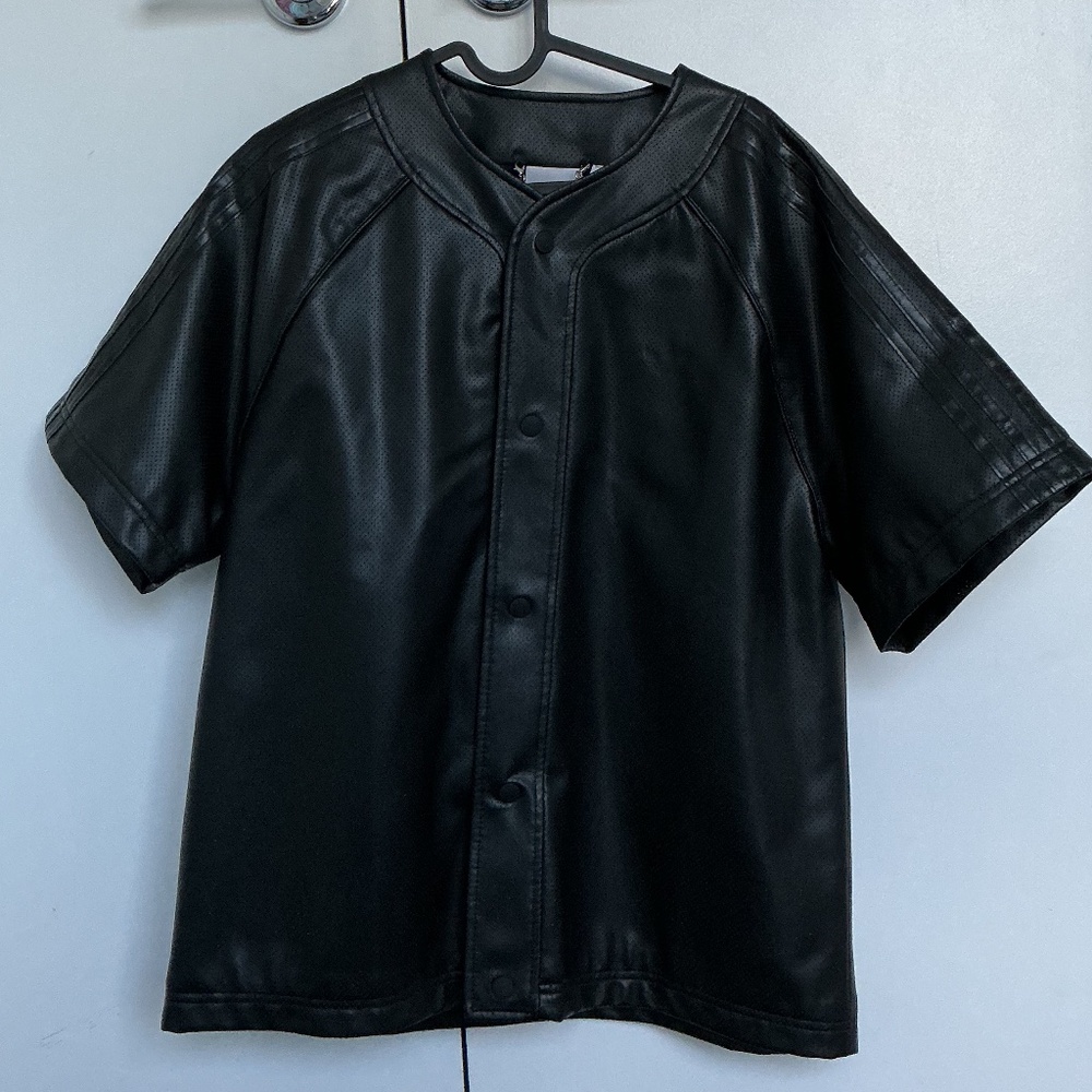 Adidas Black Faux Leather Shirt